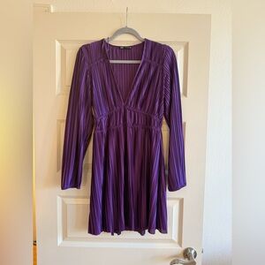 Zara Purple Pleated Mini Dress